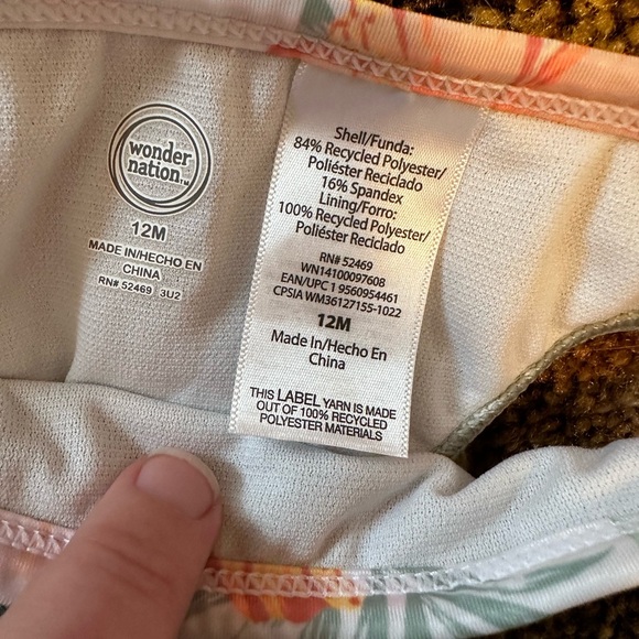 Wonder Nation Baby Girl Long Sleeve Rash Guard Swimsuit UPF 50. 12Months NWT - Picture 6 of 6